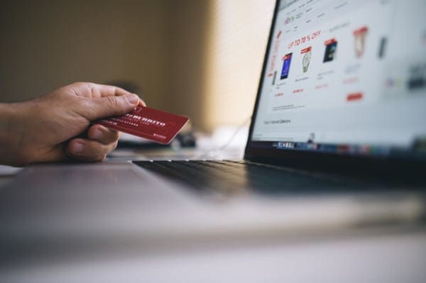 Person using a credit card online