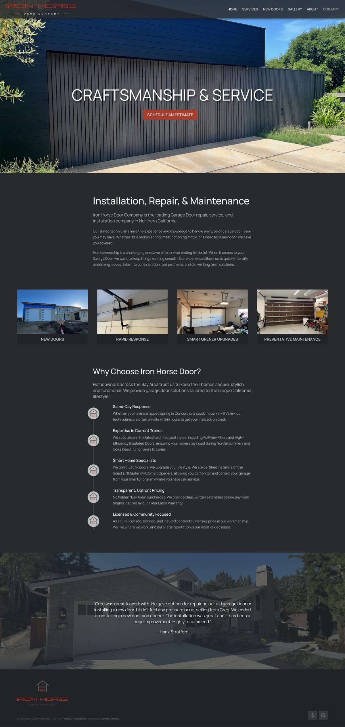 Iron Horse Door Company website screenshot