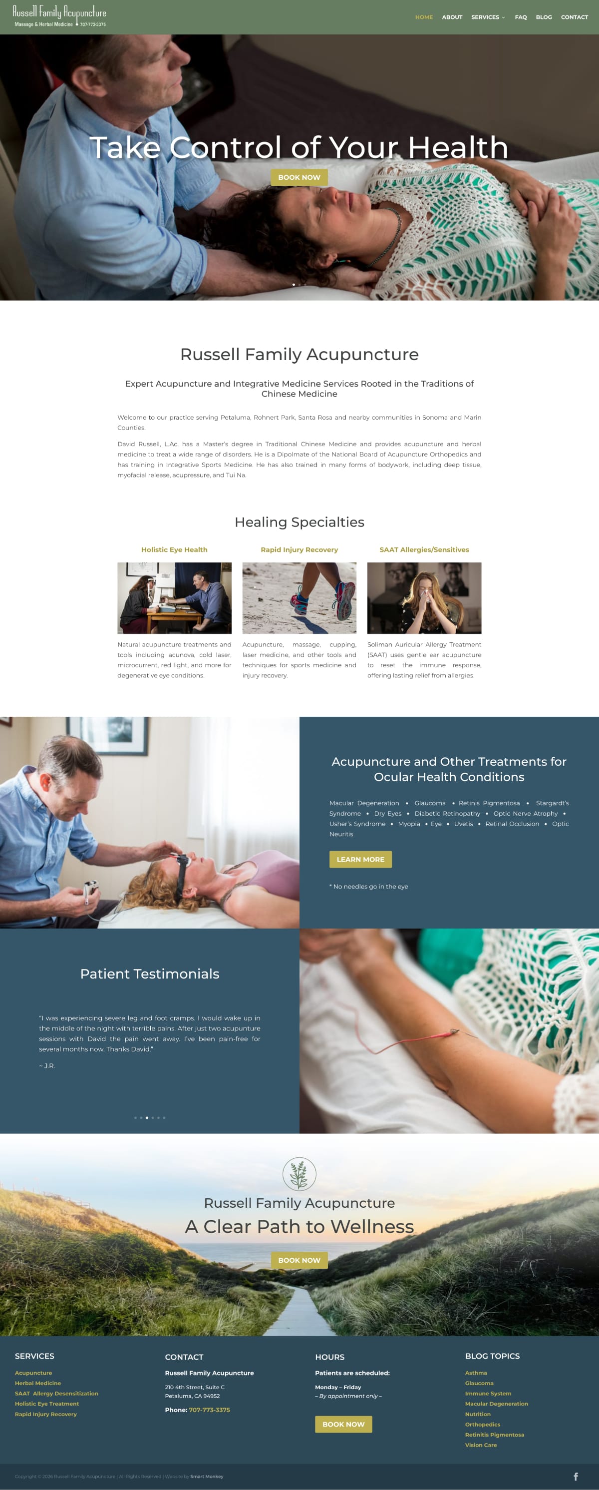 Russell Family Acupuncture website screenshot